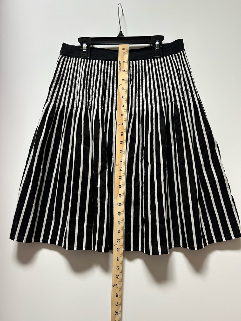 Maeve Black and White Vertical Stripe A-Line Skirt - Picture 4 of 5